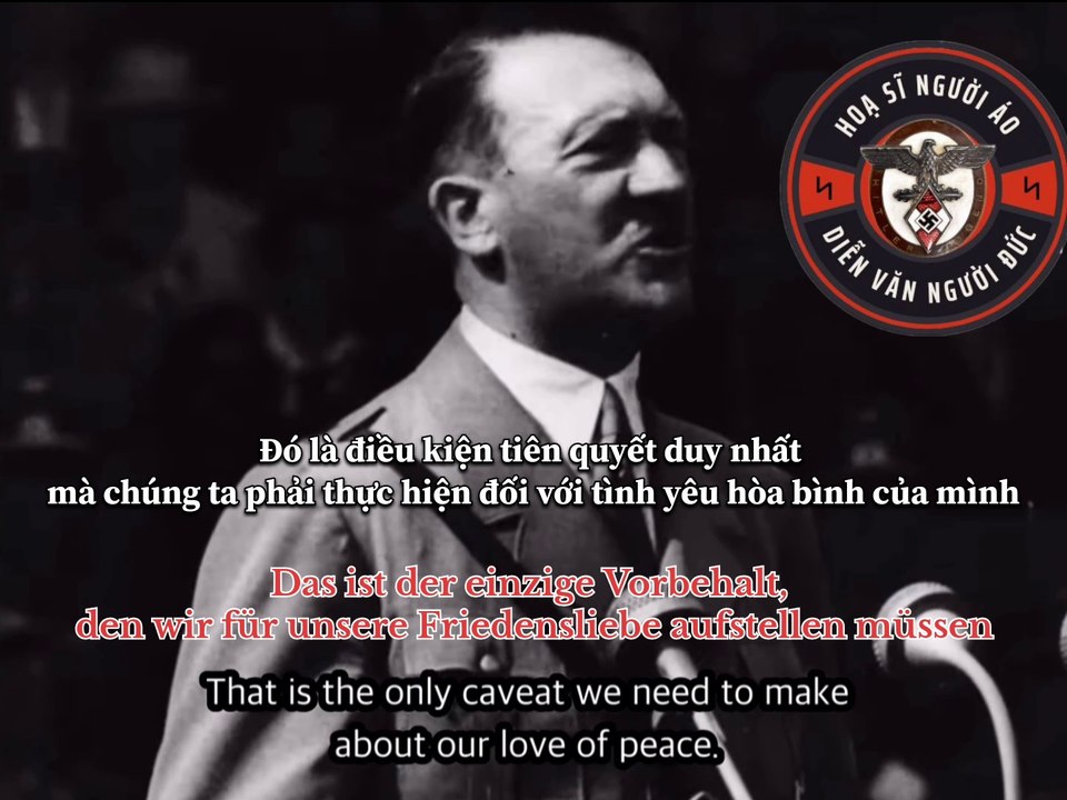 Hitler speech to 50,000 Hitler youth at Nuremberg 1935 "Keinem etwas zuleide tun und von keinem ein Leid erdulden!"