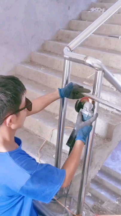 Modern steel railings are being installed 