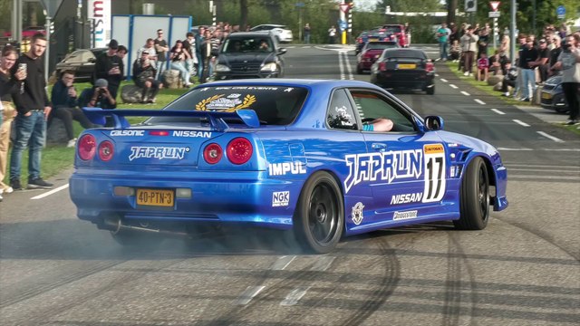 JDM Cars Leaving Go Japan 2023 - BURNOUTS, 1400HP GT-R, Pandem Skyline, Top Secret Supra, 1JZ Silvia