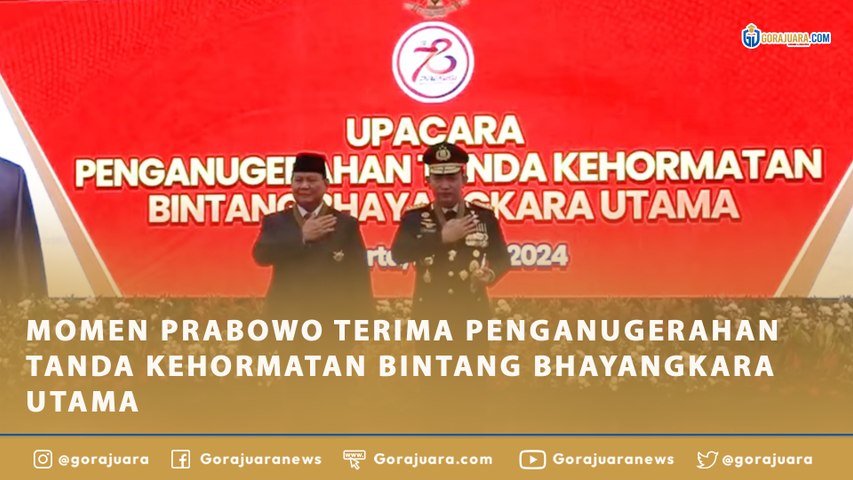 MOMEN PRABOWO TERIMA PENGANUGERAHAN TANDA KEHORMATAN BINTANG BHAYANGKARA UTAMA