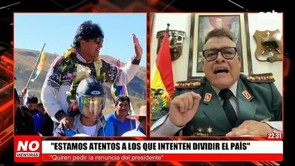 El General Juan José Zúñiga, Comandante del Ejército, en entrevista con la periodista Jimena Antelo