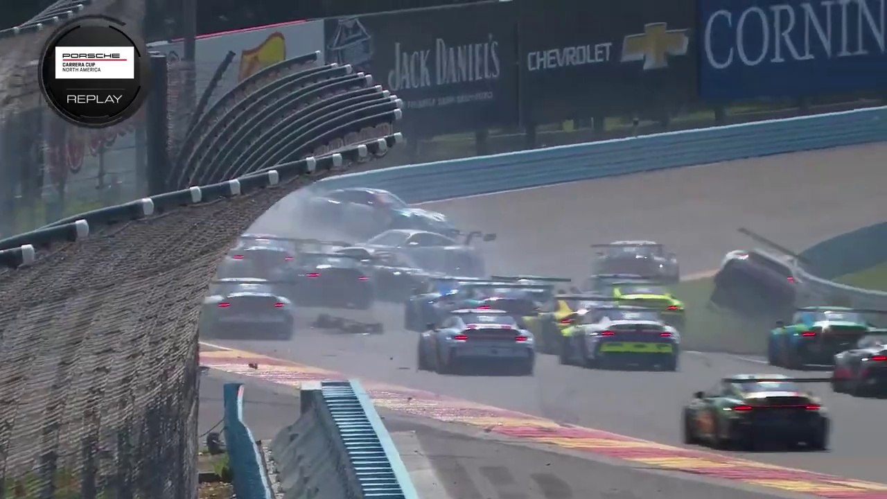 Porsche Carrera Cup North America 2024 Watkins Glen Race 2 Start Pile Up