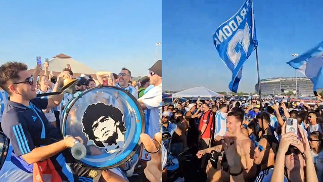 Aficionados de Argentina calientan motores en el estadio MetLife para apoyar al equipo contra Chile en Copa América
