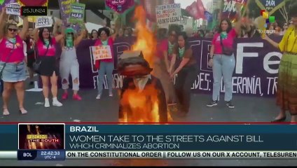Women in Brazil protest against bill that criminalize abortions