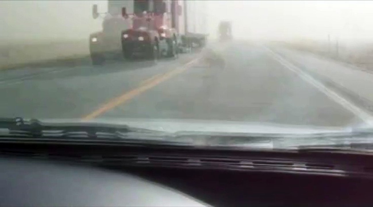 Flipped Semi Truck in Storm