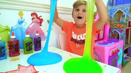 Diana and Roma Learn to share toys. Funny stories about slime