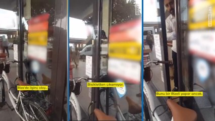 Bisikletini banka kapısına bağladı, personel içeride mahsur kaldı