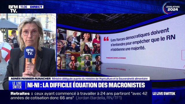 Ni RN, ni LFI : Agnès Pannier-Runacher clarifie sa position en cas de triangulaire aux législatives