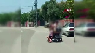 Elektrikli motosikletli yumurcak çetesi trafikte görüntülendi