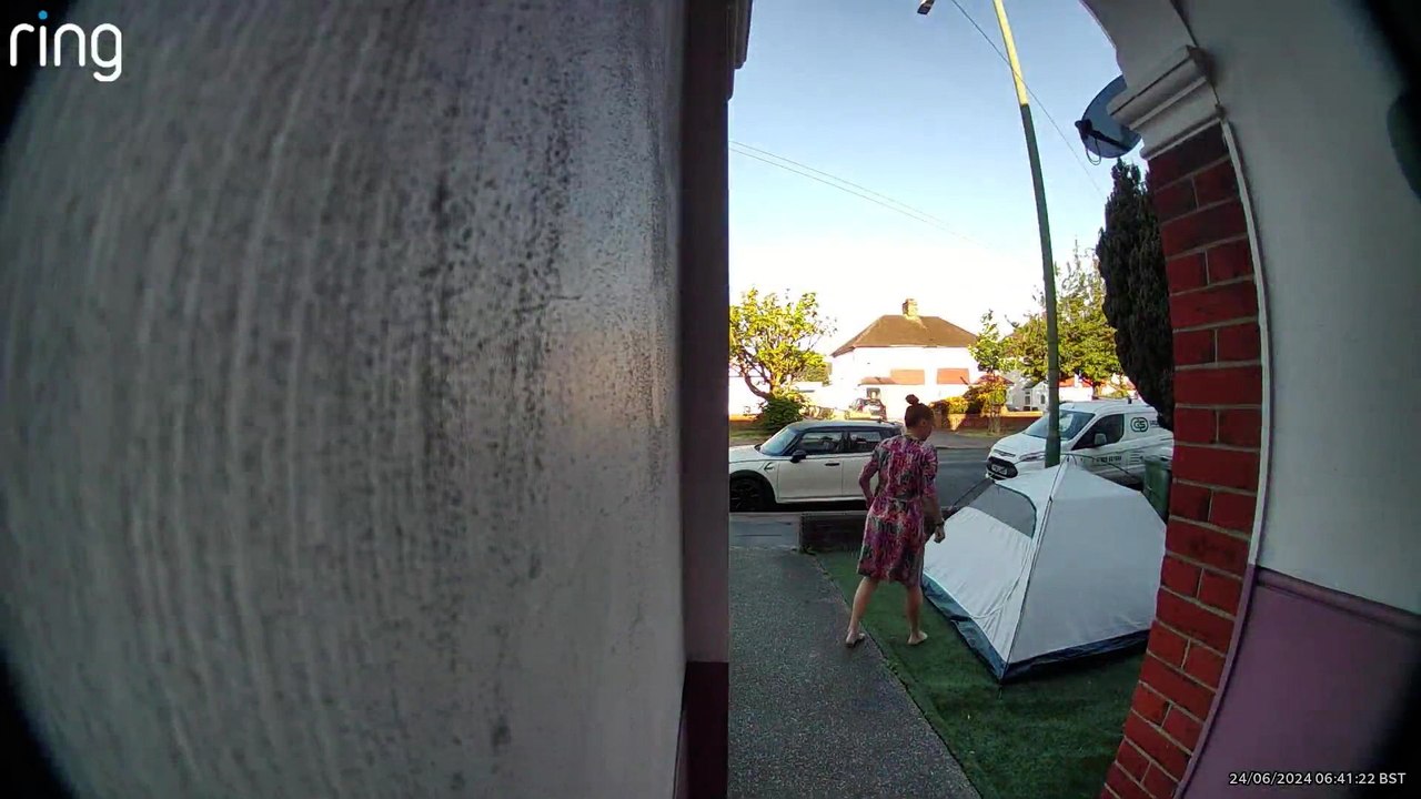 Mum wakes up to find stranger has erected tent in her front garden overnight