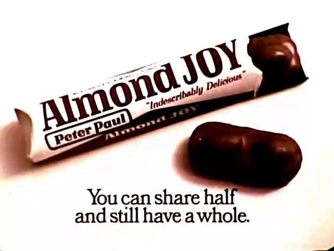 1970s Almond Joy candy TV commercial - (sharing is over rated - when it is YOUR CANDY)
