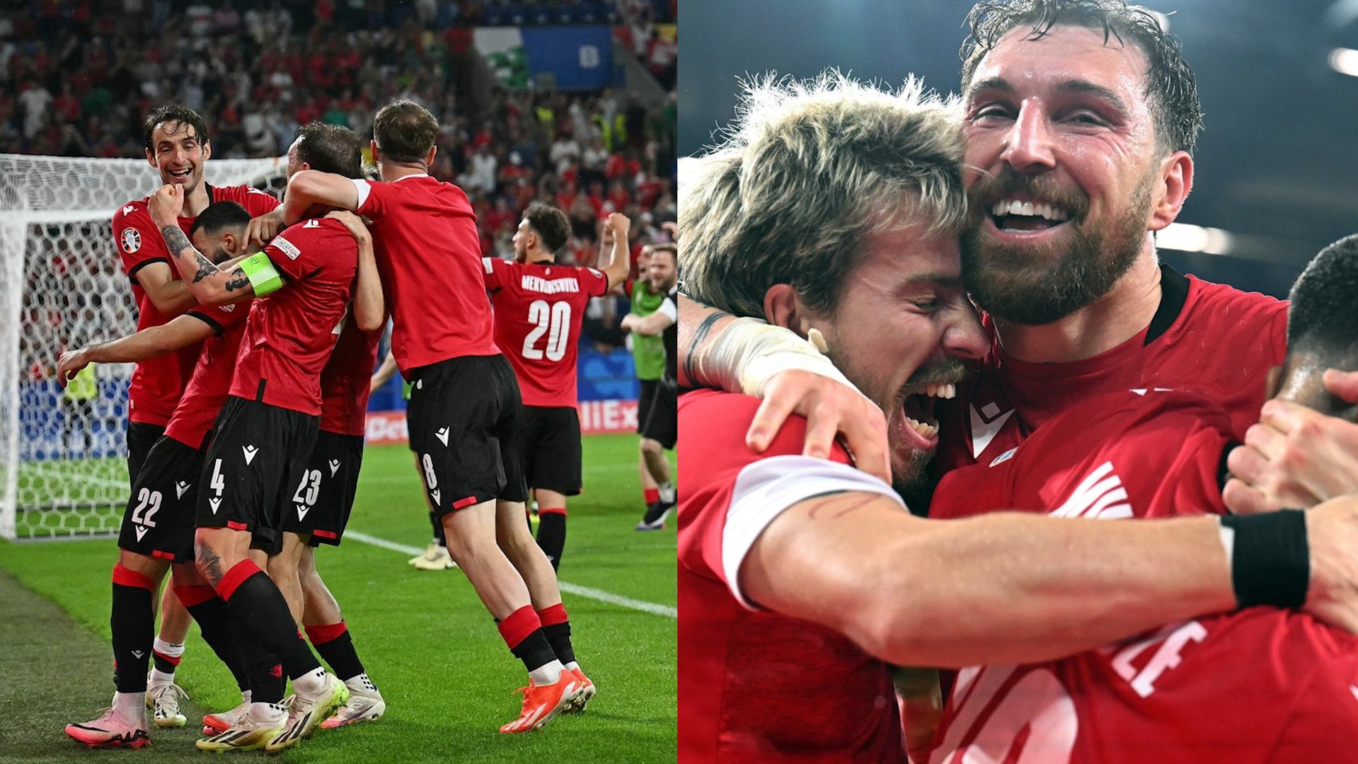 Georgia festeja de forma impresionante su triunfo ante Portugal,el primero de su historia en una Eurocopa