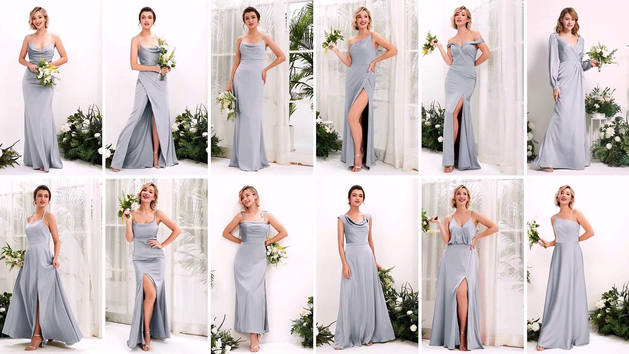 Baby Blue Satin Bridesmaid Dresses