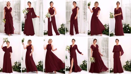 Burgundy Chiffon Bridesmaid Dresses