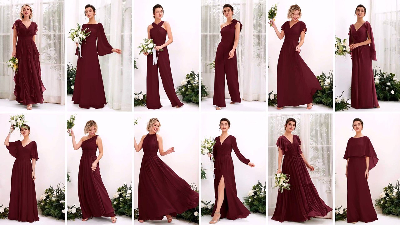 Burgundy Chiffon Bridesmaid Dresses