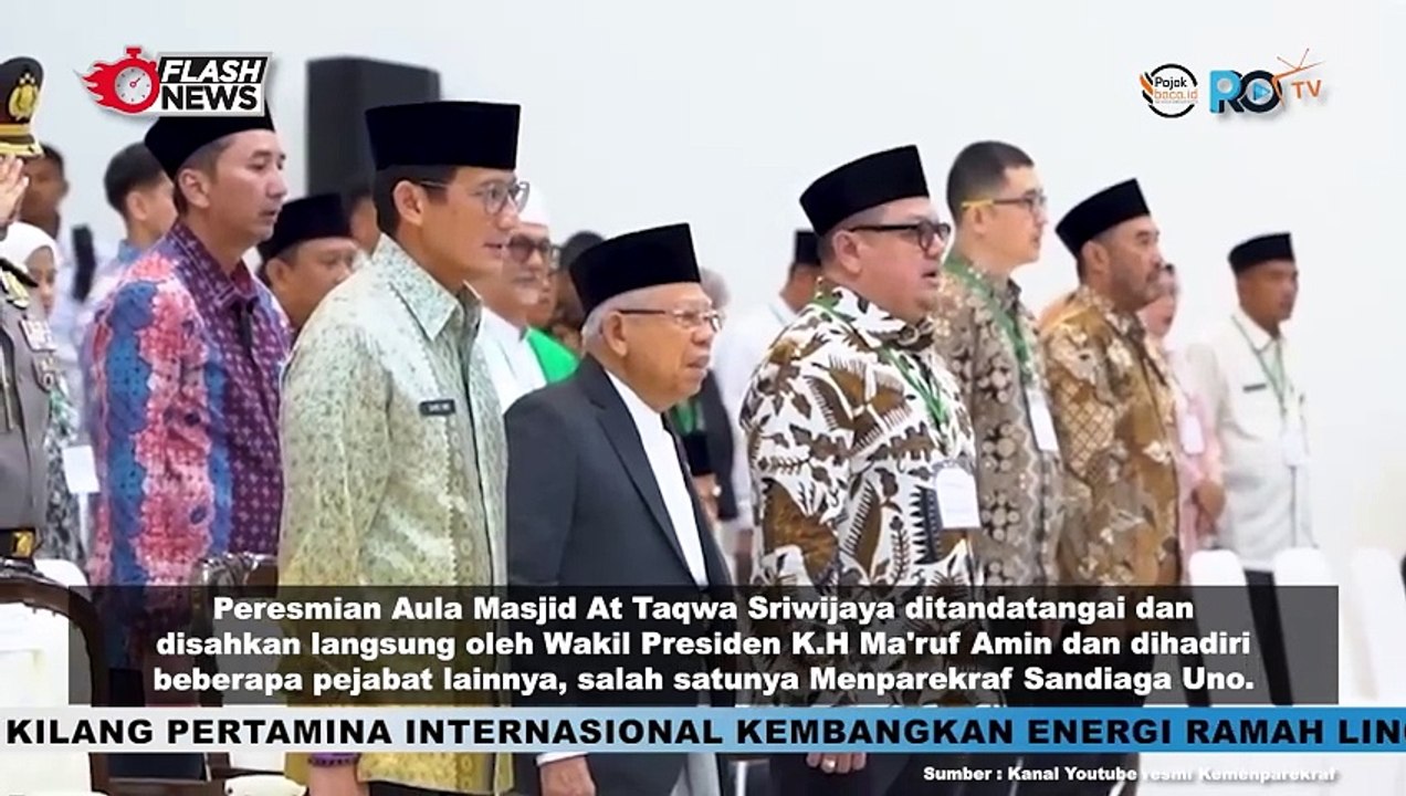 Didampingi Sandiaga Uno, Wapres Resmikan Aula At-Taqwa Sriwijaya