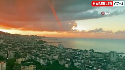Ordu'da deniz üzerinde dev hortum görüntülendi