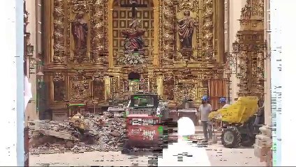 Desescombro de la iglesia de la Vera Cruz