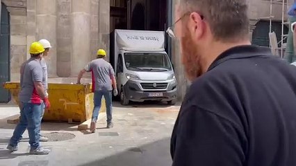 Traslado de las imágenes de la Vera Cruz de Valladolid tras el hundimiento de la cúpula
