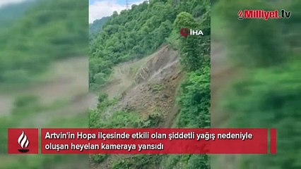 Hopa'da meydana gelen heyelan kamerada