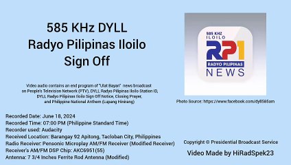 585 KHz DYLL Radyo Pilipinas Iloilo Sign Off