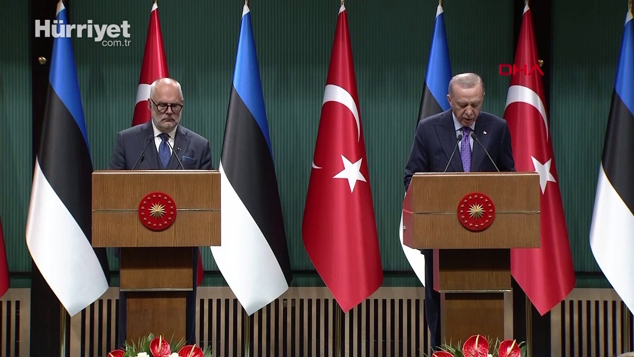 Cumhurbaşkanı Erdoğan, Estonya Cumhurbaşkanı Alar Karis ile ortak basın toplantısı düzenledi