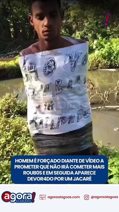 HOMEM É FORÇADO DIANTE DE VÍDEO A PROMETER QUE NÃO IRÁ COMETER MAIS ROUBOS E EM SEGUIDA APARECE DEVOR4DO POR UM JACARÉ