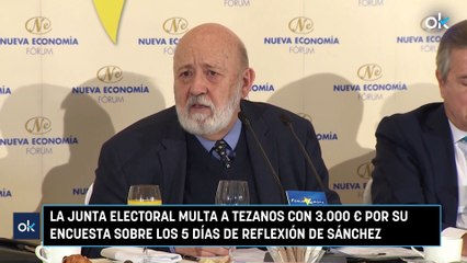 La Junta Electoral multa a Tezanos con 3.000 € por su encuesta sobre los 5 días de reflexión de Sánchez