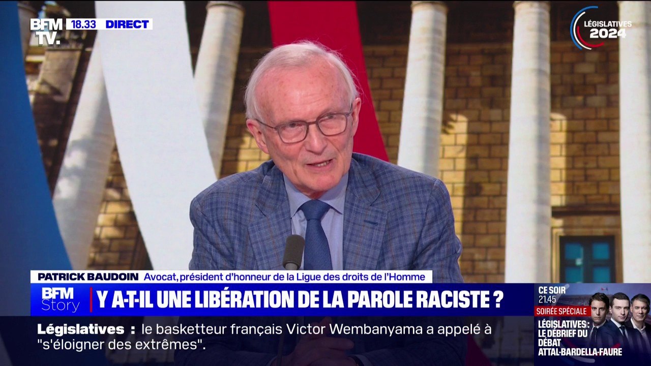 "Il y a une augmentation considérable [des propos racistes] dans les mois écoulés", alerte Patrick Baudoin, président d’honneur de la Ligue des droits de l’Homme
