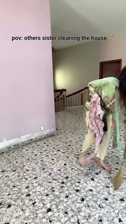Sister clean the house