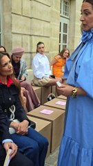 Zooey Deschanel attends the Patou spring 2025 couture show during Paris Fashion Week