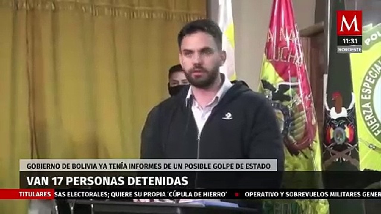 Suman 17 detenidos por intento de golpe de Estado en Bolivia