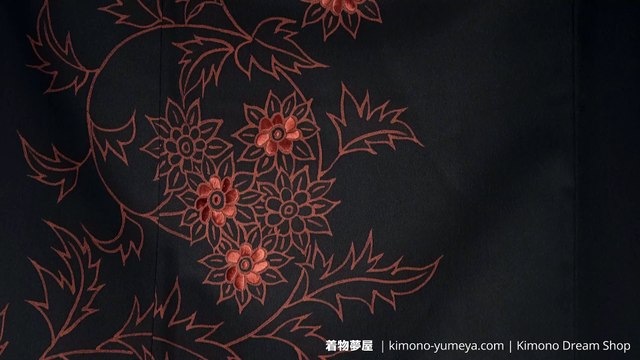 Vintage Brown Houmongi with Hand-Painted Floral Flowing Vines - High Quality Soft Silk - Traditional Japanese Clothing for Women