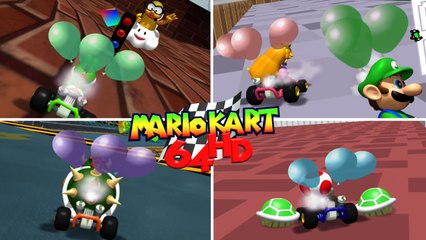 Mario Kart 64 All Battle Mode Courses (Nintendo 64) HD 4K