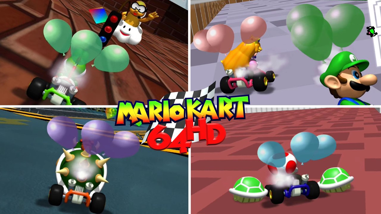 Mario Kart 64 All Battle Mode Courses (Nintendo 64) HD 4K