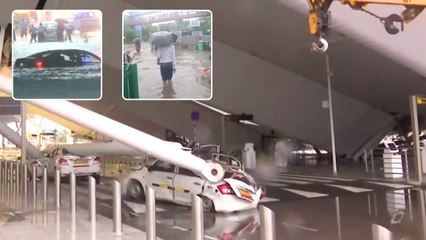 दिल्ली में बारिश ने बरसाई आफत; एयरपोर्ट टर्मिनल 1 की छत गिरी, कई जगह जल-भराव