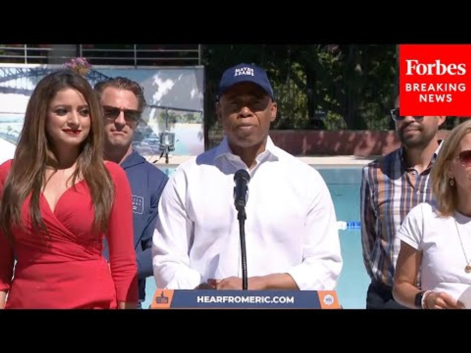 New York City Mayor Eric Adams Celebrates Opening Of City's Public Pools