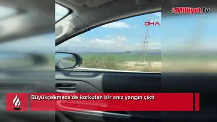 Büyükçekmece'de korkutan anız yangını! Alevler evlere yaklaşıyor