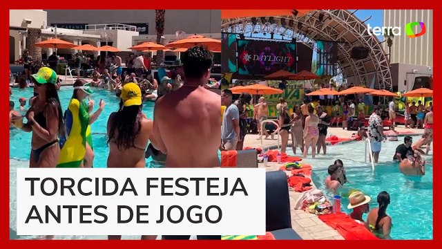 Torcida brasileira curte pool party em Las Vegas por R$ 2,8 mil e muito funk
