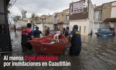 Al menos 2 mil afectados por inundaciones en Cuautitlán