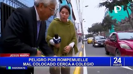 Jesús María: advierten que rompemuelle mal ubicado cerca a colegio podría incrementar accidentes