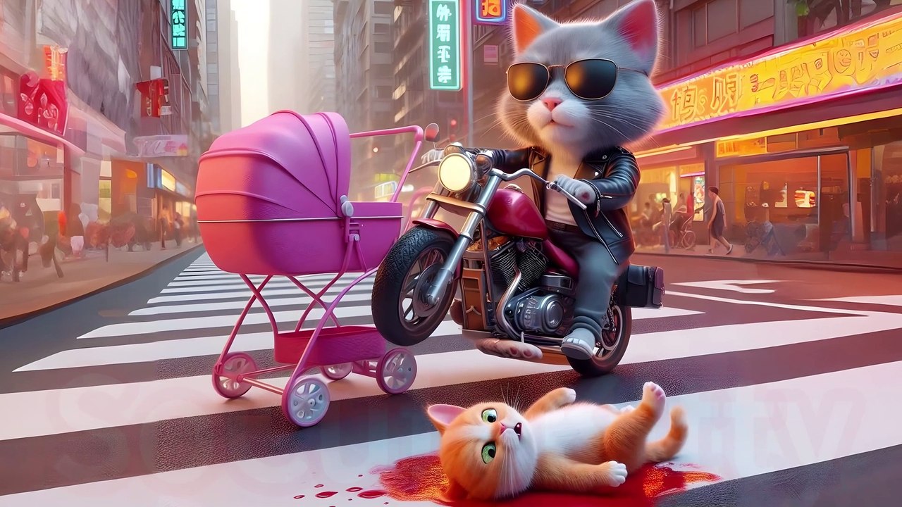 Runaway Cat Attacks Cat Family #cat #cute #socutekitty #aicats  #aiart #cats #ai