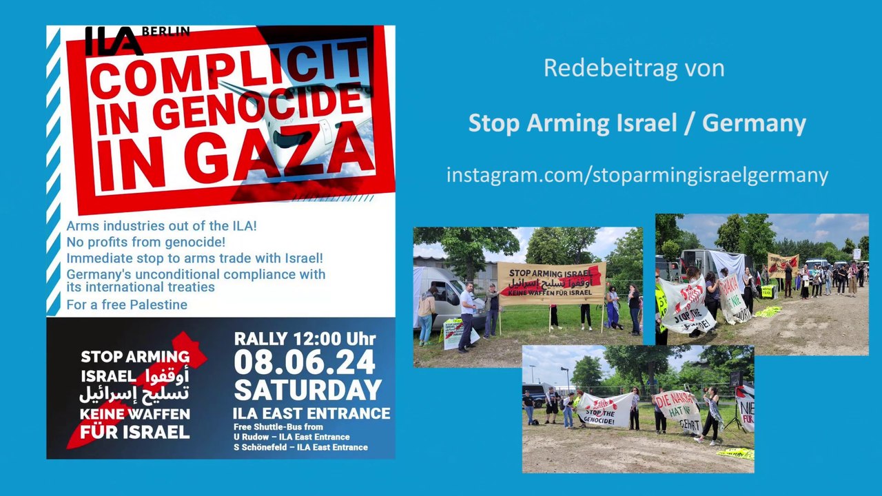 Stop Arming Israel Germany - Redebeitrag auf der ILA 2024