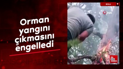 Bolu'da ormana yıldırım düştüğünü gördü, orman yangını çıkmasını engelledi
