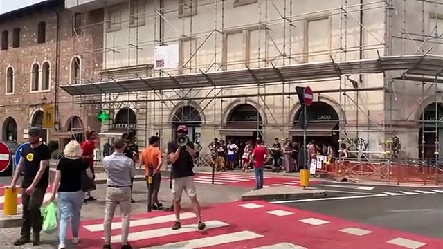 Vicenza, protesta No Tav a Ponte degli Angeli contro il taglio degli alberi per il cantiere in città