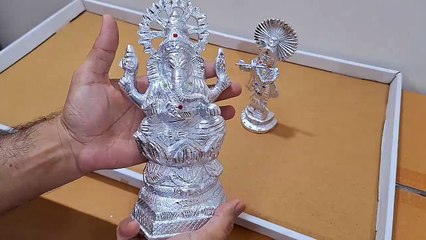 Unboxing and Review of Ganesh and Krishna White Metal Statue for retirement gift, shop opening gift