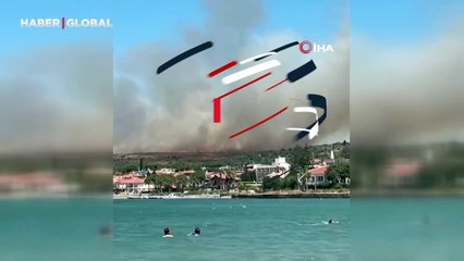 İzmir Çeşme'deki yangın böyle görüntülendi