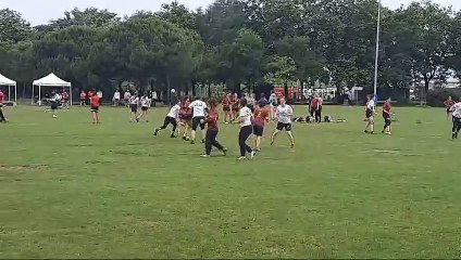 Flying disc : une phase de jeu d'Ultimate entre le RFO et Nantes
