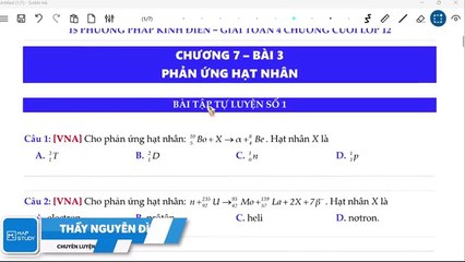 BT22.1B - PHẢN ỨNG HẠT NHÂN - SỐ 1