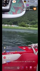 6月30日午前9時ガーシーtiktoklive,河口湖でウェイクサーフィン